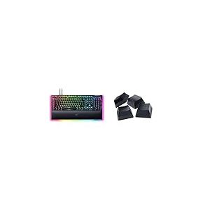 Razer BlackWidow V4 Pro (Switches Jaune) + Phantom Keycap-Set - Clavier Gamer Mécanique Snap Tap (Switches Mécaniques Silencieux, 8 Touches Macro Dédiées, Repose-Poignet en Similicuir) Noir