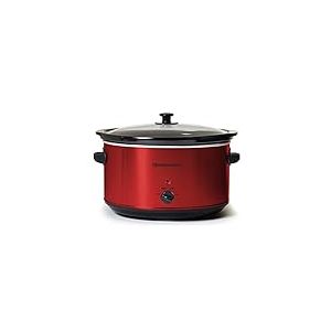 Elite Gourmet MST-900RXT Mijoteuse &eacute;lectrique en c&eacute;ramique format XL, temp&eacute;rature r&eacute;glable, pour sauces et plats mijot&eacute;s, couvercle en verre et cuve lavables au lave-vaisselle, 8 L, rouge m&eacute;tallis&eacute;
