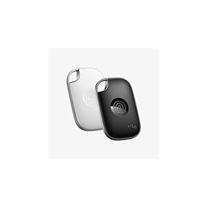 Tile by Life360 Pro (2024) - tracker Bluetooth puissant, détecteur de clés et localisateur d'objets pour clés, sacs & autres. Compatible avec iOS & Android. Tracker de téléphone. Lot de 2 (Noir/Blanc)