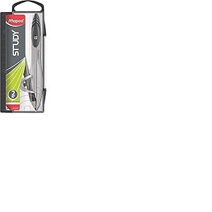 Maped Maped - Coffret Compas Study à Bague Universelle - Branches en Métal - Boîtier avec Règle Intégrée - À Partir de 10 Ans - Coloris Noir, 1 Unité (Lot de 1)
