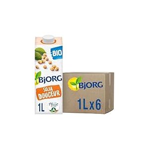 BJORG - Boisson Végétale Soja Douceur - Boisson Bio - Riche en Protéines - 1 L x 6
