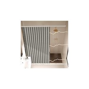 AJAZZ, Rideau de Douche magn&eacute;tique Pliable en Tissu Polyester avec Crochet de Rideau de Douche imperm&eacute;able, Convient pour la Famille, l'h&ocirc;tel, la Maison d'habitant (Gris, 195,6 x 182,9 cm (l x L), 1