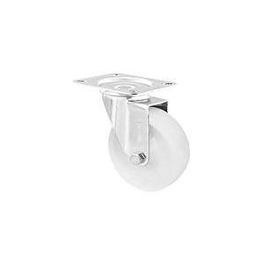 Wagner 04650001 Roulette pivotante pour meuble, diam&egrave;tre 100 mm, hauteur 125 mm, acier galvanis&eacute;, blanc, plaque de fixation 85 x 105 mm, capacit&eacute; de charge 70 kg