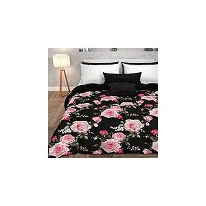 PETTI Artigiani Italiani - Couette d'hiver, Couette d'hiver et Couette Double Face, Couleur Unie et Impression num&eacute;rique Florale Noire, 100% Microfibre hypoallerg&eacute;nique, fabriqu&eacute;e en Italie