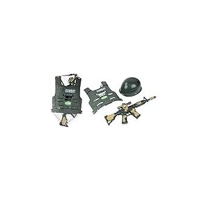EUROPEAN FORCE - Set du Soldat - Accessoires de Déguisement - 181309 - Noir - Plastique - Militaire - Jouet Enfant - Carnaval - Costume - 54 cm x 20 cm - À Partir de 3 Ans