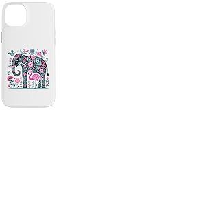 Boho Elephant Floral Butterfly Teal Blue Cute Pink Flamingo Coque pour iPhone 14 Plus