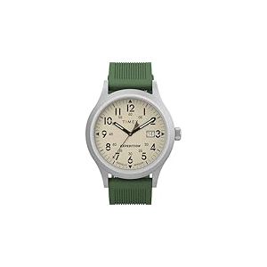Timex Montre pour Homme Expedition Scout 40 mm - Bracelet en Silicone Vert, Cadran Naturel, boitier Acier &agrave; placage ionique TW4B30100