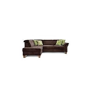 CAVADORE Ammerland Canapé d'angle avec Repose-tête réglable Style Maison de Campagne Marron 245 x 84 x 194 cm