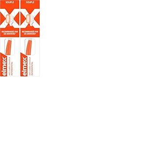ELMEX - Brosse &agrave; dents Anti-Caries Douceur - Nettoyage interdentaire et de surface complet - T&ecirc;te compacte souple pour atteindre les zones difficiles d'acc&egrave;s et &eacute;liminer la plaque dentaire (Lot de 2)