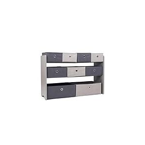 Humble Crew, &eacute;tag&egrave;re pour Enfants, Organisateur de Jouets en Bois, 9 bacs en Tissu, Gris