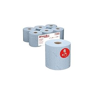 WypAll L20 General Clean Blue Cleaning and Maintenance Wipes 7260-2 Ply Centrefeed Roll - 6 Blue Rolls of 550 Paper Cleaning Wipes (Total 3,300)