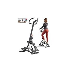 Sunny Health & Fitness SF-S021001 - Stepper Longue portée avec Guidon, Compact, Hauteur réglable, Faible Impact et connectivité améliorée aux Applications