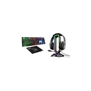 THE G-LAB - Combo Yttrium - Pack Gaming Azerty RGB, Clavier Gamer 105 Touches Et 19 Touches & K-Stand Radon Support pour Casque/Micro-Casque Gaming - Rétro-éclairage RGB