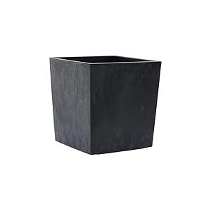Nizza Stone Pot de Fleurs en Plastique avec Insert Noir Aspect b&eacute;ton 25 x 26 cm