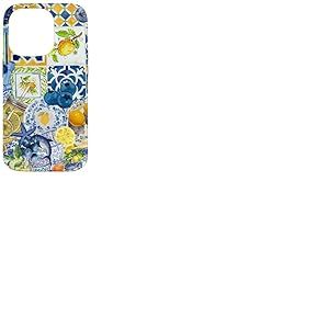 Carrelage méditerranéen et jaune jaune mignon été italien Coque pour iPhone 14 Pro