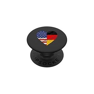 Cœur des États-Unis Allemagne Drapeau de l'Allemagne Drapeau Américain Cœur PopSockets PopGrip Adhésif