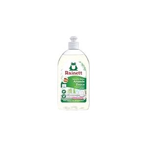 RAINETT - Liquide Vaisselle Mains - Formule Hypoallerg&eacute;nique - Pr&eacute;serve les Peaux Sensibles - Flacon Recycl&eacute; & Recyclable - Ecolabel - Amande - 500 ml (Lot de 8)