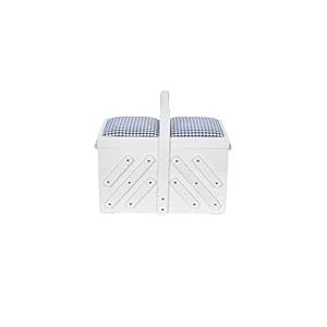 Prym Nähkasten Holz M weiß mit Stoff 612578 Travailleuse, bois M blanc avec tissu, Medium