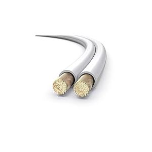 PureLink Câble de haut-parleur Câble de haut-parleur OFC 2x4,00mm² 0,20mm, 25,0m, câble en cuivre pur pour haut-parleurs hi-fi, caissons de basses, câble audio avec marquage de polarité, blanc