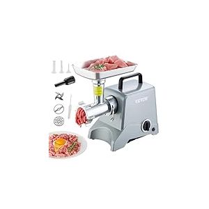 VEVOR Hachoir &agrave; Viande &Eacute;lectrique de Comptoir Capacit&eacute; 2,27 kg/min, Poussoir &agrave; Saucisses avec Lame, Plaque de Broyage, Lame de Farce et Tubes, Bo&icirc;tier en Aluminium, pour Cuisine et Restaurant