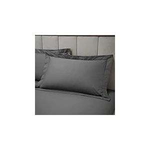 Bianca Fine Linens Housse de Coussin en Coton égyptien Oxford 180 Fils 50 x 75 cm + Bordure avec Fermeture à Rabat Gris Anthracite