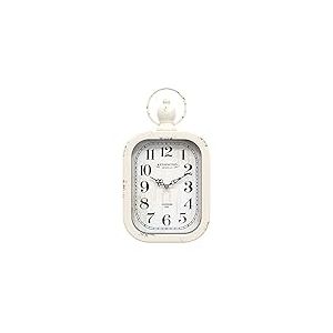 Menterry Horloge Murale Rectangulaire rétro européenne, Design Ancien, Style Vintage, Horloge Murale silencieuse à Piles pour Cuisine, Chambre, Ferme, Bureau (White)