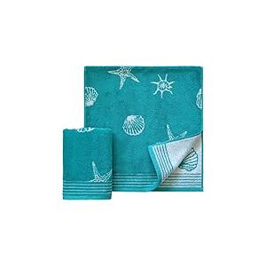Dyckhoff Lot de 2 Serviettes en Coquillage Turquoise 25 x 25 x 6 cm