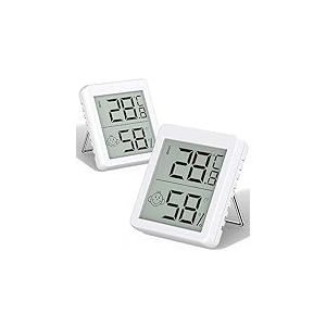 Aircode Thermomètre Intérieur, 2 Sets Mini LCD Digital Thermometre Hygrometre à Poser ou à Suspendre pour Intérieur Salon Chambre de bébé Bureau Réfrigérateur