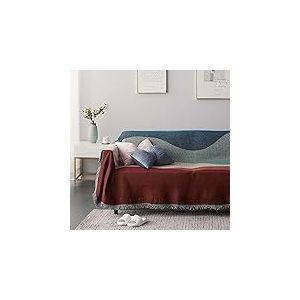 Housse de canap&eacute; tiss&eacute;e r&eacute;versible en Tricot de Couleur Patchwork pour Salon, Housse de canap&eacute; en Tricot pour Animaux de Compagnie, Housse de Protection de Meubles boh&egrave;mes, 180 x 259 cm