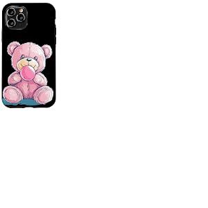 Costume d'ours en peluche rose avec chewing-gum bulles Coque pour iPhone 11 Pro