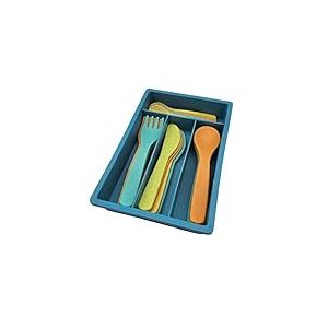 alldoro 60424 Set de Couverts en Coffret - Set de 17 pièces pour Les Cuisines d'enfants - en mélange de Plastique et de Paille de blé, ecofriendly