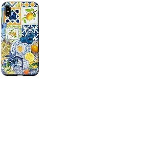 Carrelage méditerranéen et jaune jaune mignon été italien Coque pour iPhone XS Max