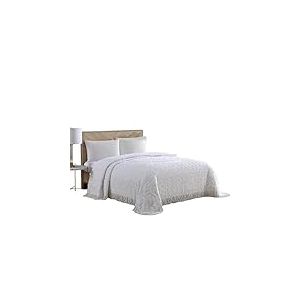 Beatrice Home Fashions Médaillon Chenille Couvre-lit, Chenille, Blanc, Entier