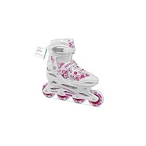 Roces Compy 8.0 Girl Patins en Ligne pour Fille, Taille Réglable, Patins à roulettes, Enfant, Blanc et Violette, 30-33