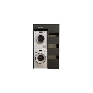 Stella Trading LAUNDREEZY Armoire pour lave-linge et sèche-linge, armoire à linge et rehausse d'armoire, anthracite - Armoire de superposition pratique pour lave-linge - 117,5 x 200 x 67,5 cm (L/H/P)