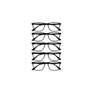 OPULIZE NYX Lunette anti lumiere bleue femme & homme - Lunette Loupe Ecran/Gaming - Lot de 5 - Anti-éblouissement, UV400, Légère - Rectangulaire - Noir - + 2,50