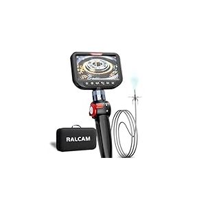 Ralcam Caméra Endoscopique avec Lumière, Tête Rotative à 210°, Sonde 3.9 mm, Écran HD 5", IP67 Étanche, Câble Serpentin en Acier INOX 1,5 m, Caméra d’Inspection pour Voiture, Tuyaux et Maison