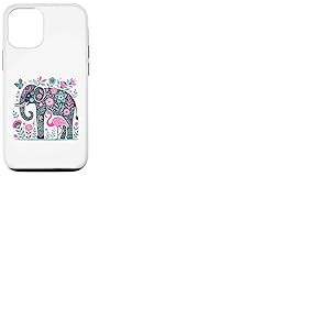Boho Elephant Floral Butterfly Teal Blue Cute Pink Flamingo Coque pour iPhone 12/12 Pro