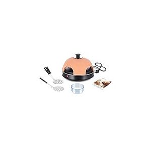 Emerio PO-115985 Four à pizza, couvercle en terre cuite, fait à la main, design breveté, pour mini pizza, véritable plaisir familial pour 4 personnes
