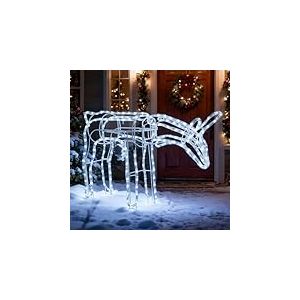 LEDYA Renne de No&euml;l Lumineux avec t&ecirc;te anim&eacute;e (Haut/Bas), 192 LED Blanc Froid, Grand Renne Lumineux 53 cm, d&eacute;coration de No&euml;l int&eacute;rieur/ext&eacute;rieur avec minuterie, Alimentation Secteur pour Jardin