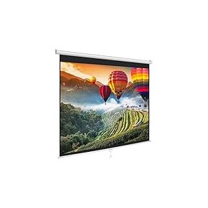 Pyle &Eacute;cran de Projection 84&Prime; &ndash;&Eacute;cran Vid&eacute;oprojecteur Manuel Enroulable Universel, Compatible Full HD, Hauteur R&eacute;glable | Montage Mural/Plafond, pour Cin&eacute;ma Maison, Bureau, Classe