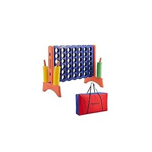 Amazon Basics Puissance 4, format premium géant sans BPA, jeu pour enfant et adulte, housse de transport inclus, idée cadeau, multicolore, Bleu, Jaune, Rouge, Vert, grand format