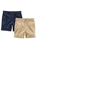 Simple Joys by Carter's Flat Front Shorts, Pack of 2, Brun Kaki Clair/Bleu Marine, 5 Ans (Lot de 2) Bébé Fille