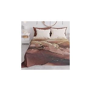 PETTI Artigiani Italiani - Couvre-Lit 160x250 cm Microfibre, Printemps &Eacute;t&eacute;, Parure de Lit L&eacute;g&egrave;re Simple, Draps Une Personne, Marbre Marron, 100% Fabriqu&eacute; en Italie