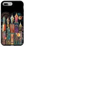 Stylo-Plume Art D&eacute;co Skyline avec g&eacute;om&eacute;trie Abstrait r&eacute;tro Coque pour iPhone 7 Plus/8 Plus
