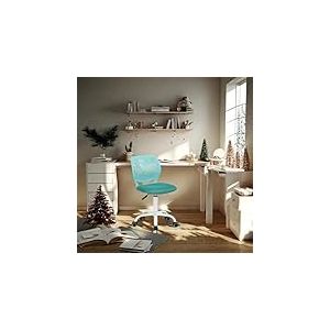 FurnitureR Fauteuil de Travail pivotant à 360° pour Adolescentes avec Dossier en Maille PP réglable en Hauteur et roulettes à roulettes, Tissu Turquoise