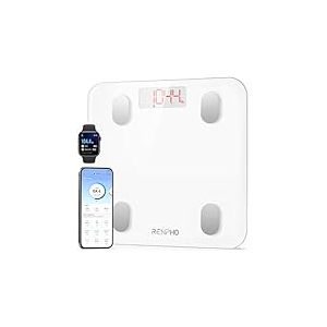 RENPHO Balance Pese Personne de Haute Pr&eacute;cision 180kg, Pese Personnes Bluetooth Balance Connect&eacute;e avec App, 13 Analyses de la Composition Corporelle, Piles incluses