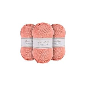 Utopia Crafts Super Aran Lot de 3 pelotes de fil à tricoter et crochet 100 g (corail coucher de soleil)