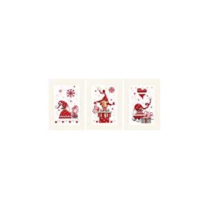 Vervaco Point De Croix Compt&eacute; Kit Carte De Voeux Complet Set (lot de 3) NO&Euml;L LUTINS De Broderie Loisir Cr&eacute;atif Maison Decoration Cadeau DIY ca. 10,5 x 15 cm Counted Cross Stitch Embroidery