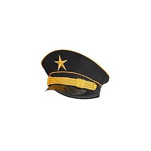 W WIDMANN MILANO Party Fashion - Casquette d'officier noire avec &eacute;toile dor&eacute;e, chapeau de costume pour capitaine, pilote, carnaval et cosplay